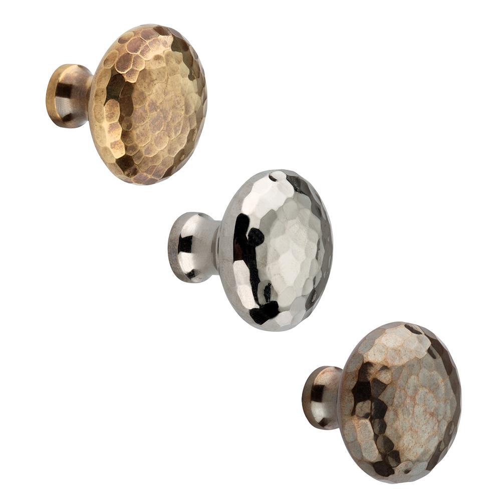 SpiraBrass Hammered Mushroom Cupboard Door Knob