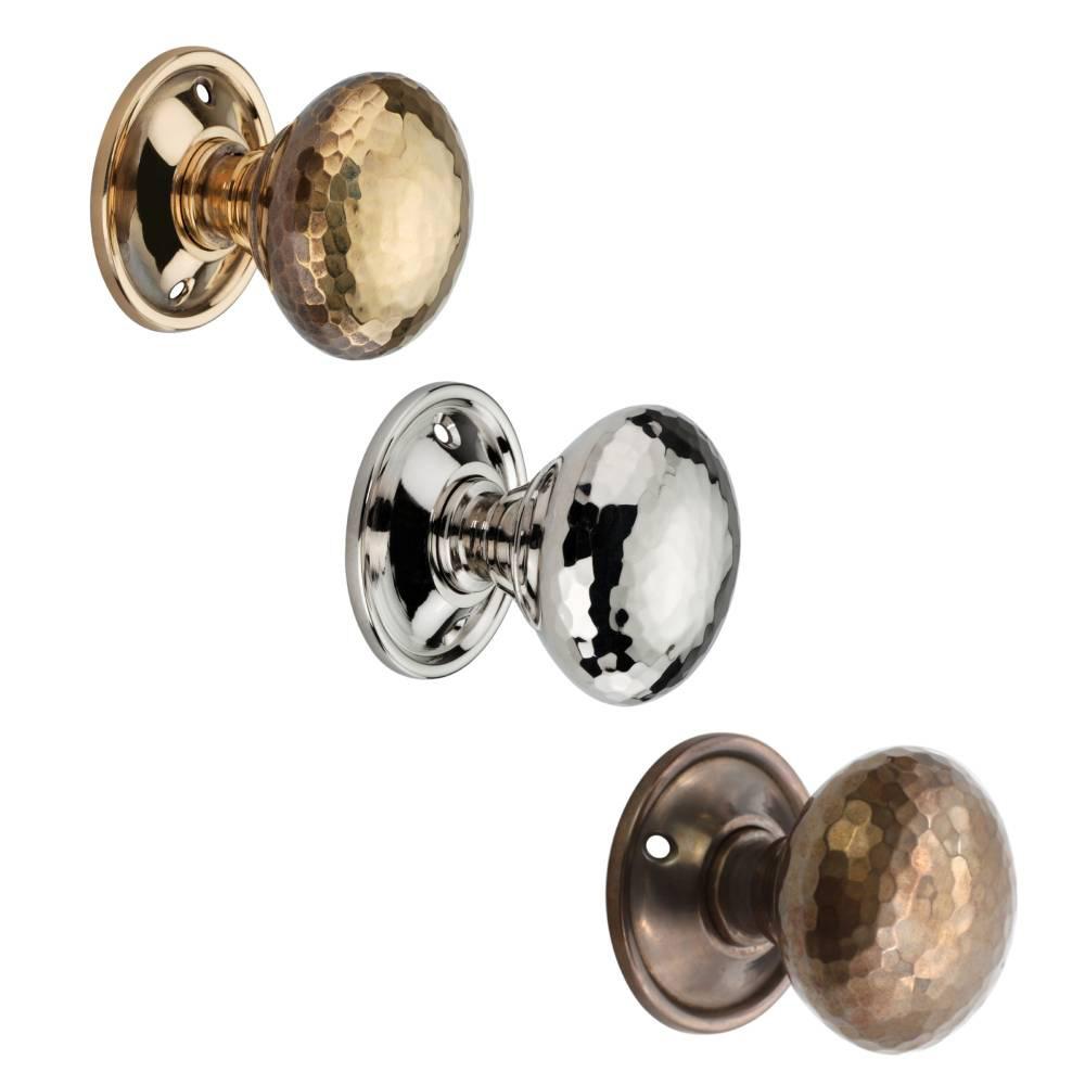 SpiraBrass Hammered Mushroom Mortice Door Knob