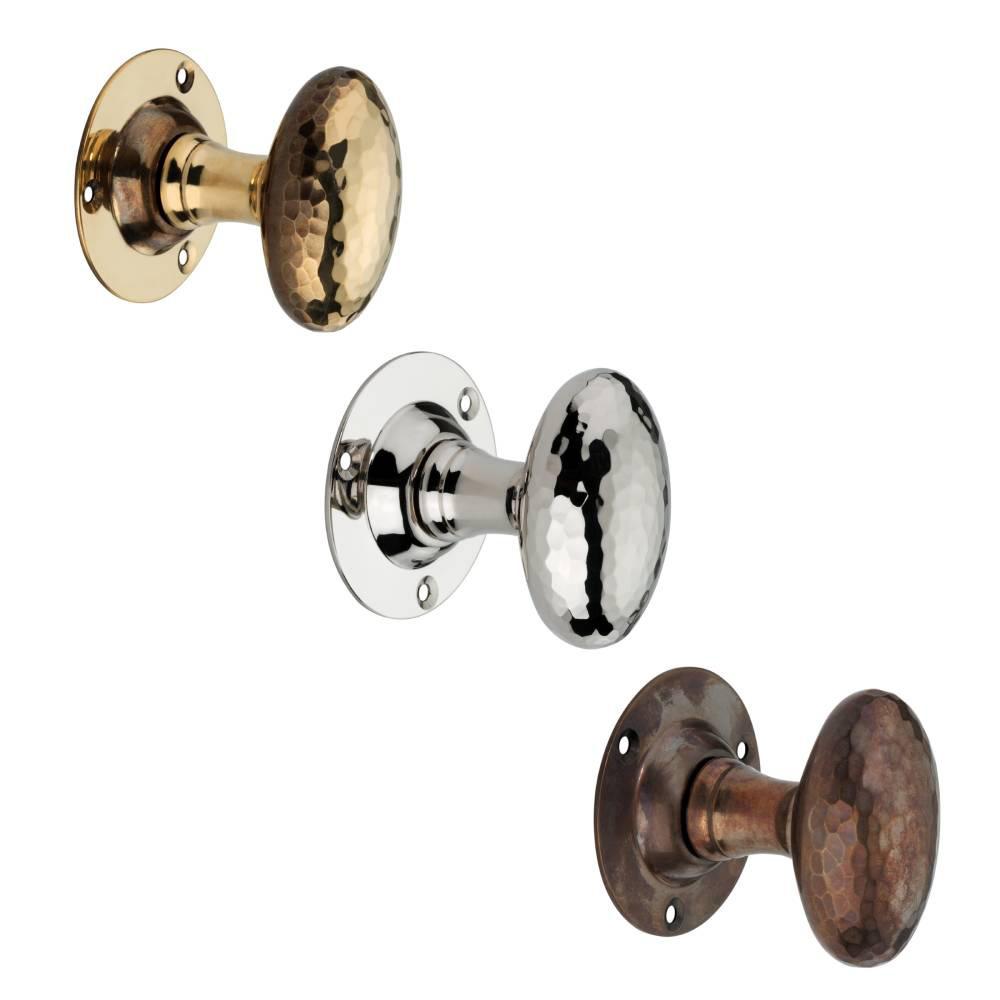 SpiraBrass Hammered Oval Mortice Door Knob