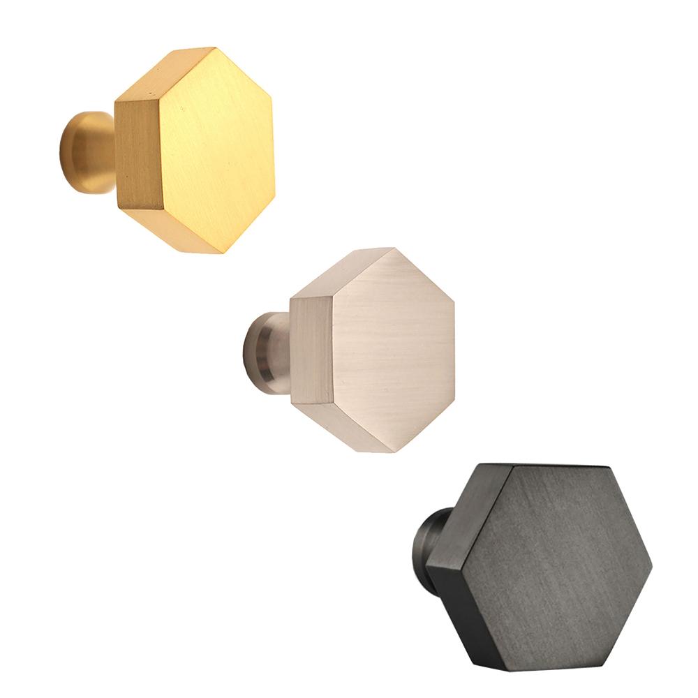 SpiraBrass Hexagonal Cupboard Door Knob