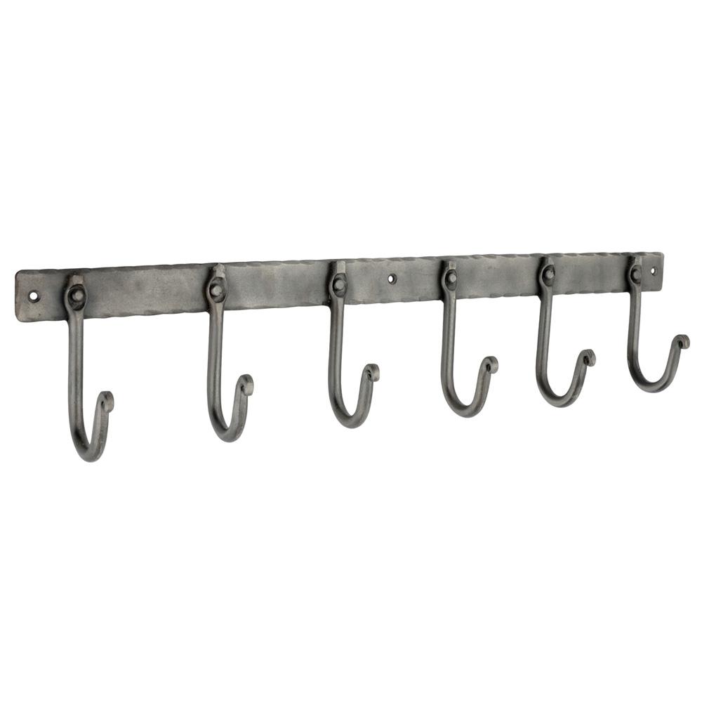 SpiraBrass Iron Plain 6 Leg Coat Hook - Pewter