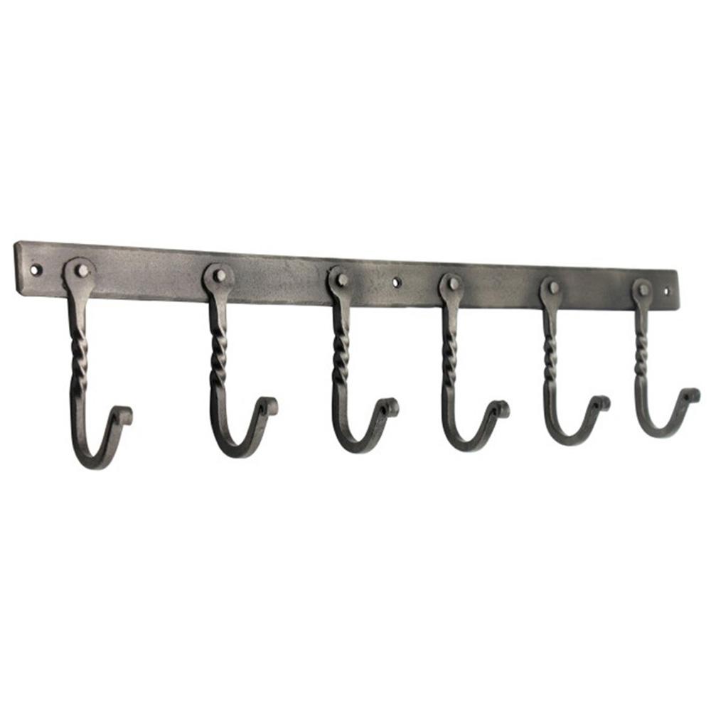 SpiraBrass Iron Twisted 6 Leg Coat Hook - Pewter