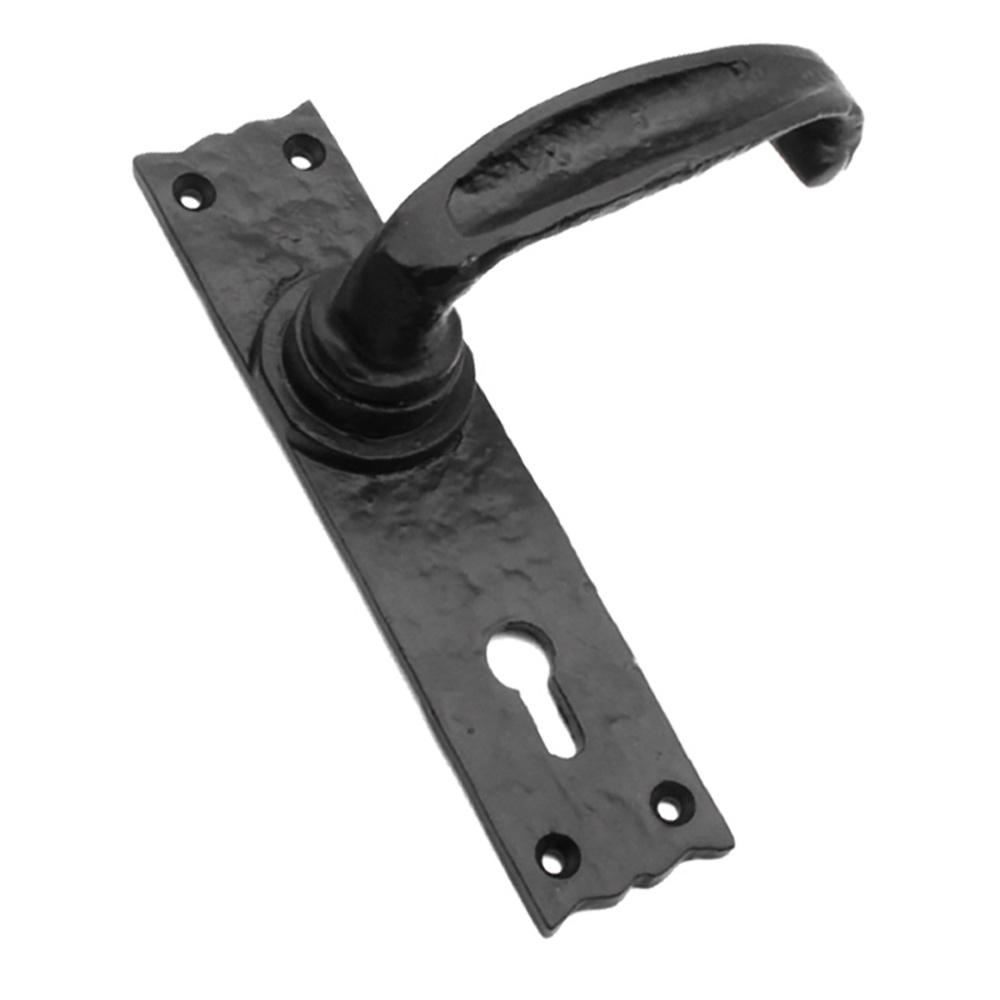 SpiraBrass Isabella on Backplate Door Handle - Matt Black