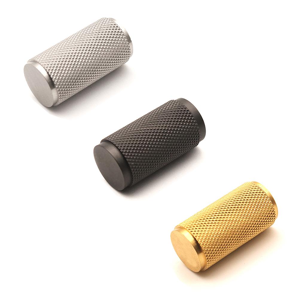 SpiraBrass Knurled Cylinder Cupboard Door Pull