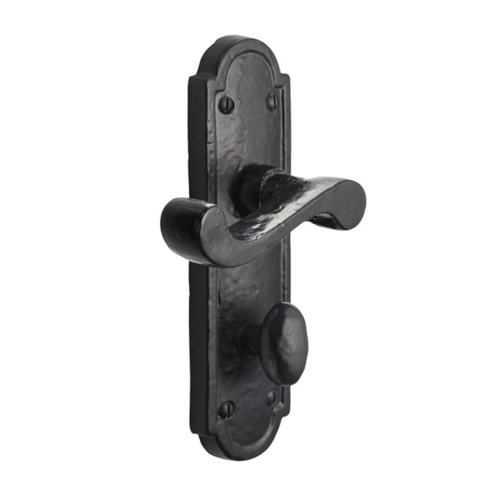 SpiraBrass Laverton Bathroom Lever on Backplate Door Handle - Black