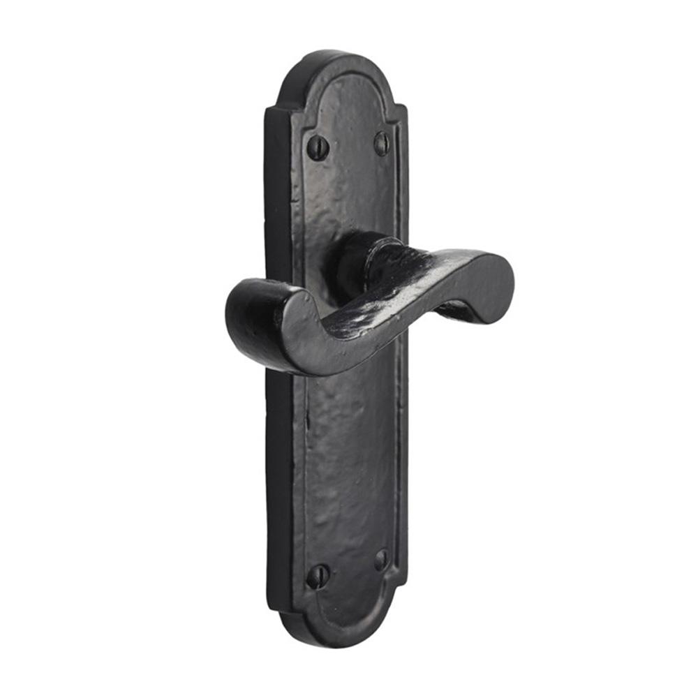 SpiraBrass Laverton Latch Lever on Backplate Door Handle - Black