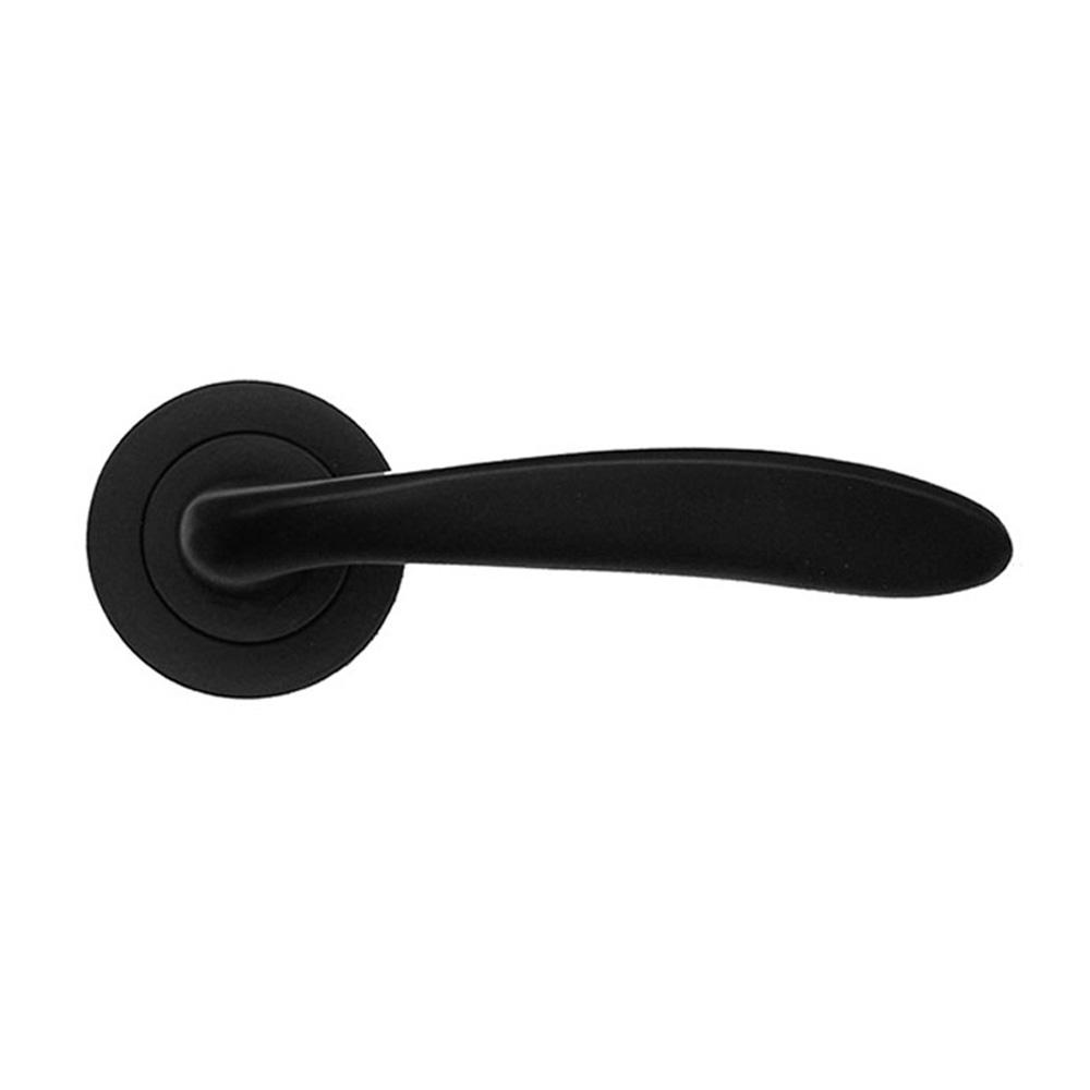 SpiraBrass Mars Lever on Round Rose Door Handle - Matt Black