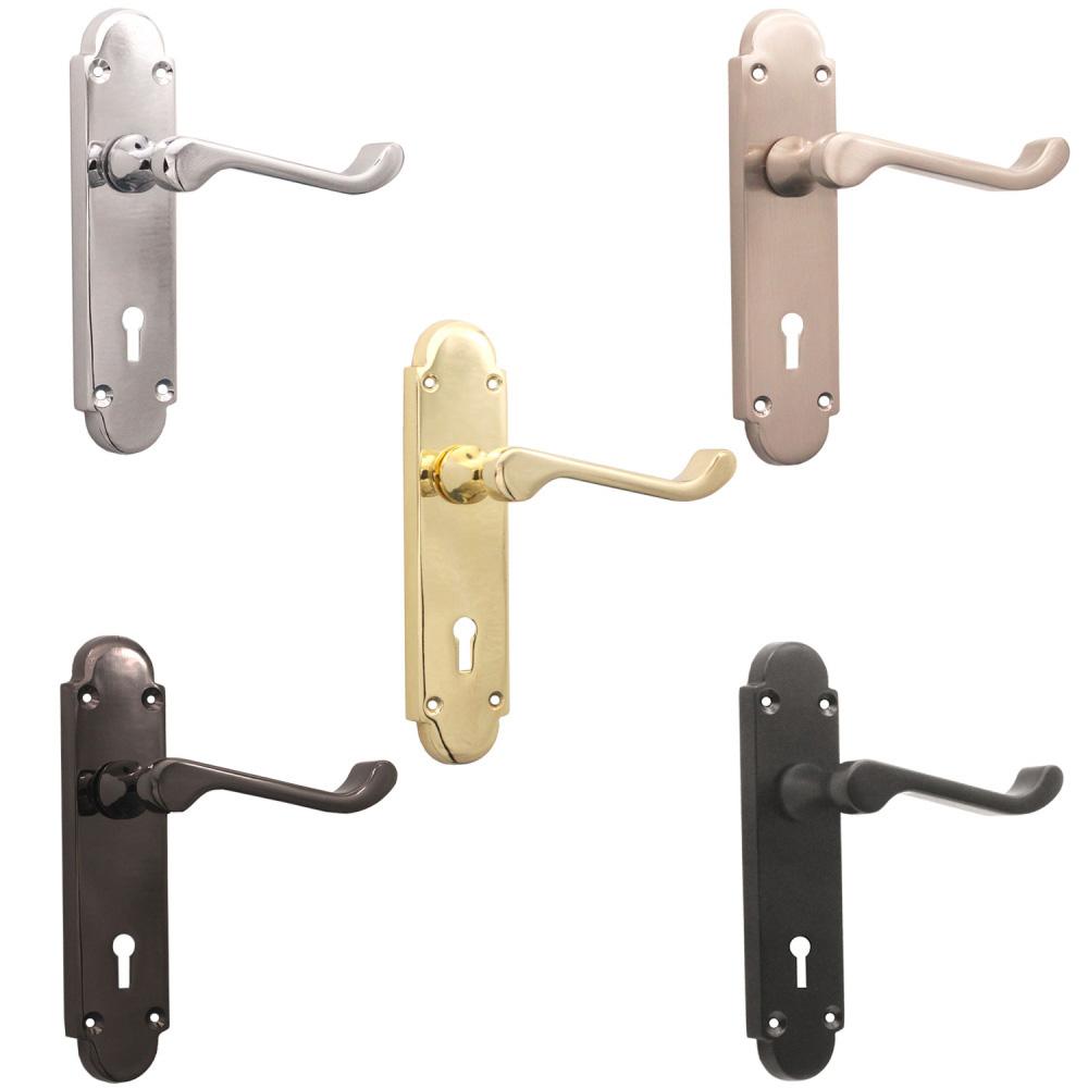 SpiraBrass Oakley Key Lever on Backplate Door Handle