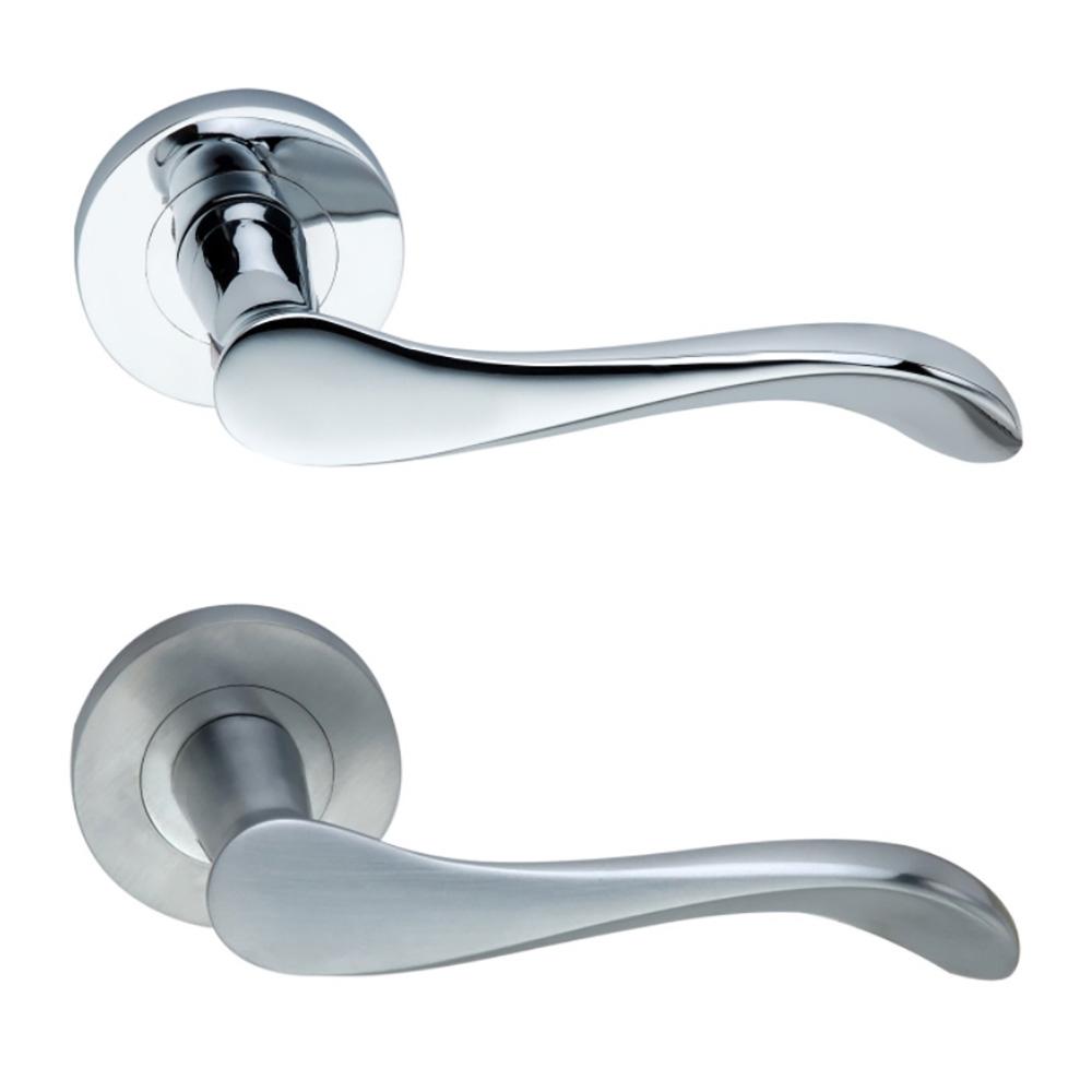 SpiraBrass Rosalie Lever on Round Rose Door Handle - Chrome