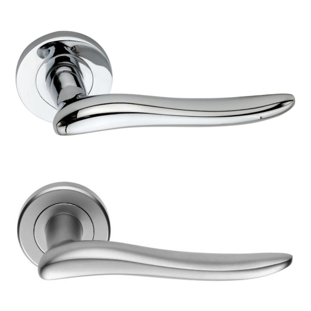 SpiraBrass Senza Lever on Round Rose Door Handle - Chrome