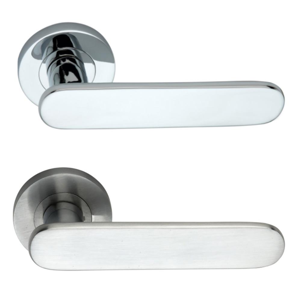 SpiraBrass Skyla Lever on Round Rose Door Handle - Chrome