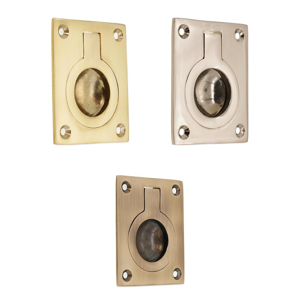 SpiraBrass Square Flush Ring Pull