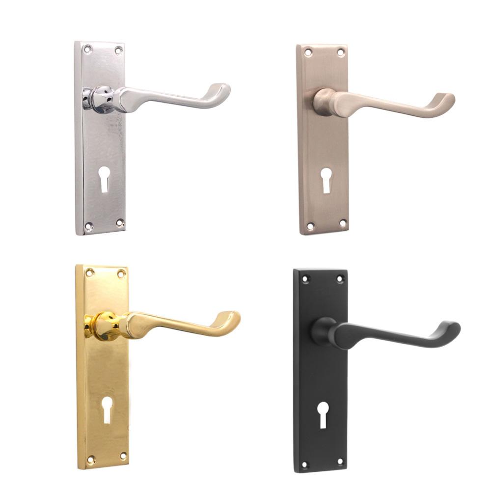 SpiraBrass Victorian Scroll Key Lever on Backplate Door Handle