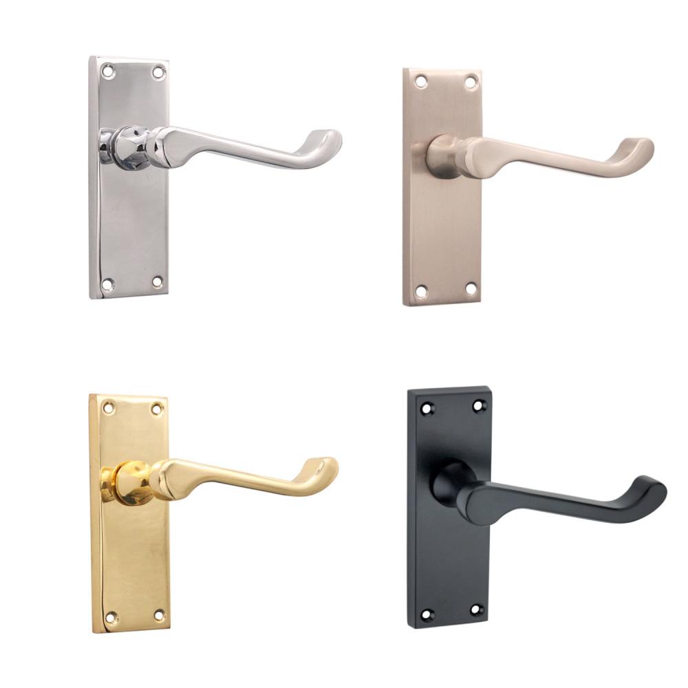 SpiraBrass Victorian Scroll Latch Lever on Backplate Door Handle