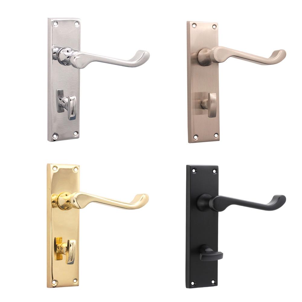 SpiraBrass Victorian Scroll Privacy Lever on 150mm Backplate Door Handle