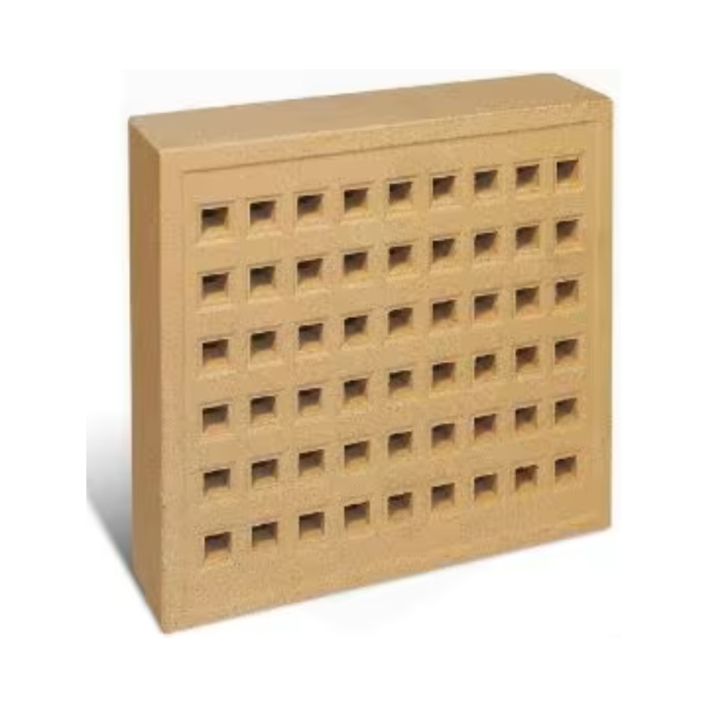 Square Hole Clay Air Brick Buff - 215mm x 215mm