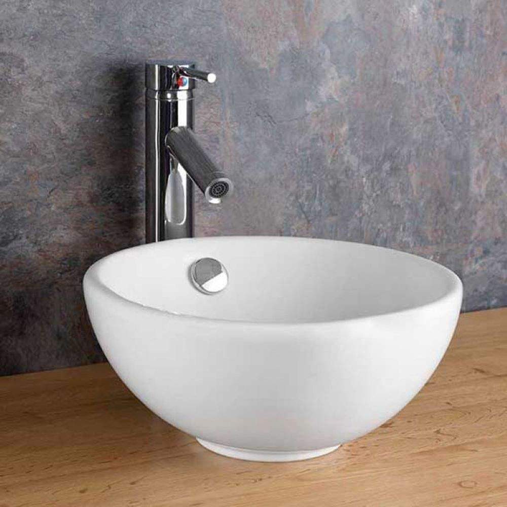 Clickbasin White Stabia 310Mm Ceramic Round Cloakroom Basin With Overflow