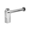 Stainless Chrome Square Basin Bottle Trap with 195mm long Chrome Outlet Pipe