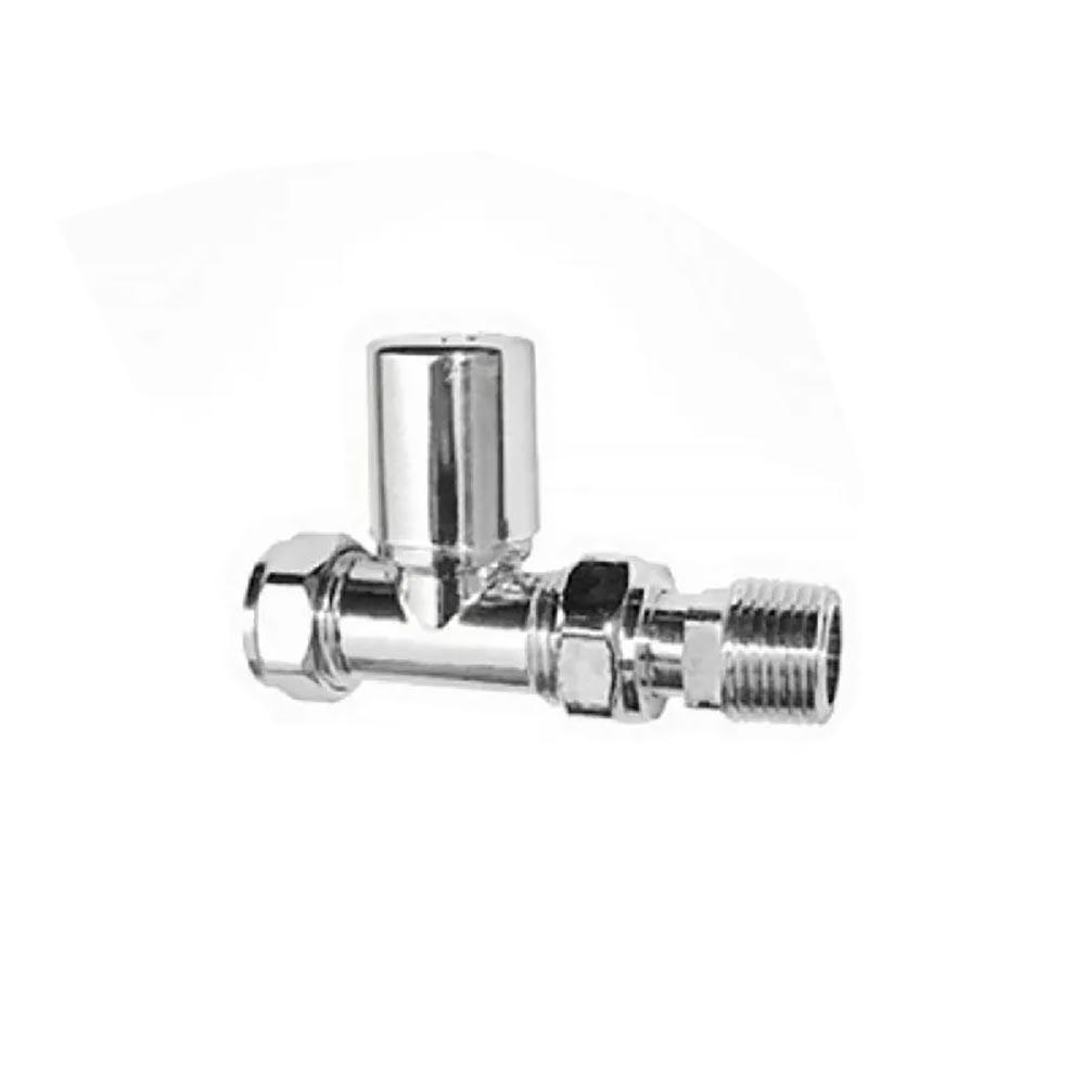 Straight Chrome Radiator Valve - 15mm x 1/2 inch (Sold as Single)