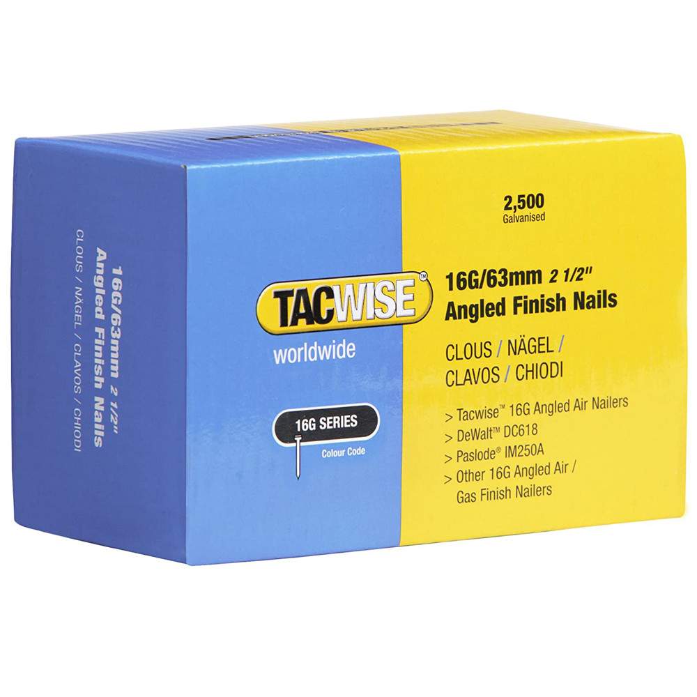 Tacwise 16G 63Mm Angled Nails - Box Of 2500