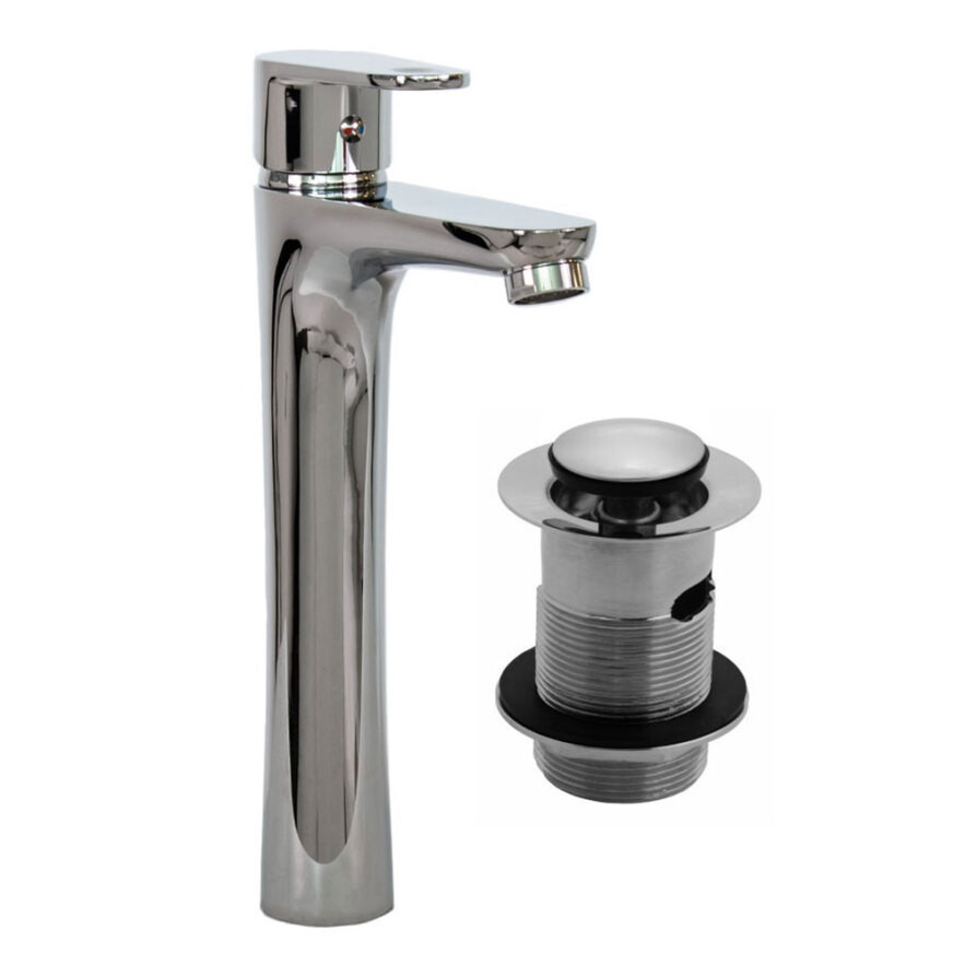 Tall Chrome Tap with Slotted Waste