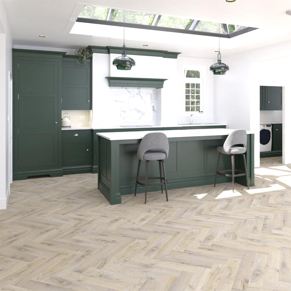 Timba Castlewood Herringbone Engineered Dunstanburgh Antique Flooring - 125mm x 625mm