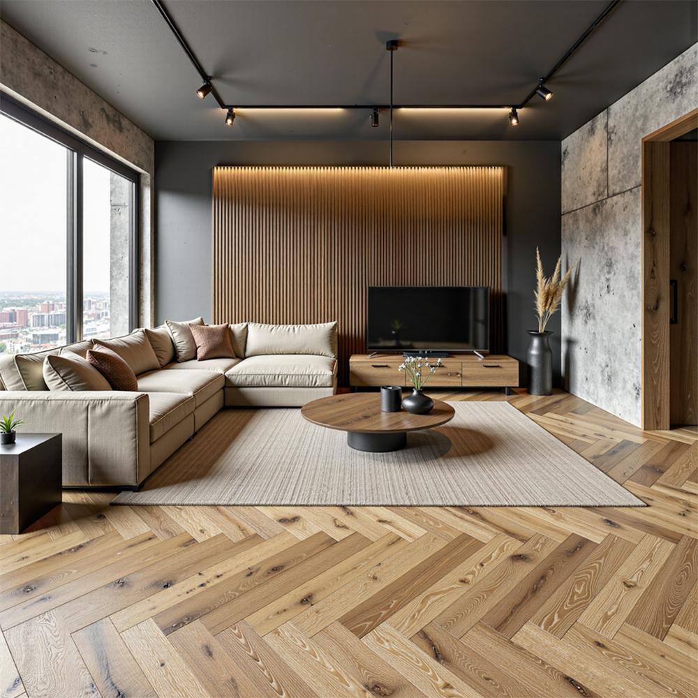 Timba Castlewood Herringbone Engineered Edlingham Antique Flooring - 125mm x 625mm