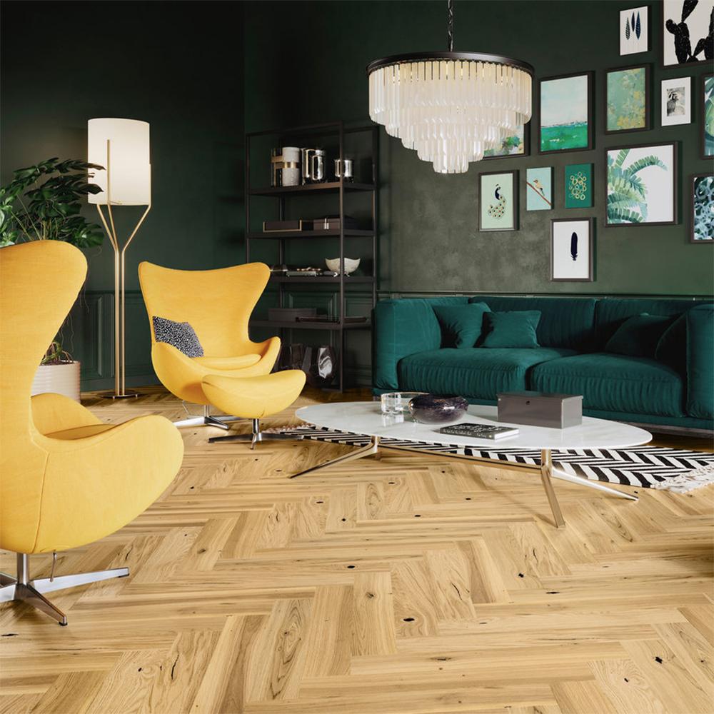 Timba Design Herringbone Engineered Invisible Oak Flooring - 110mm x 660mm