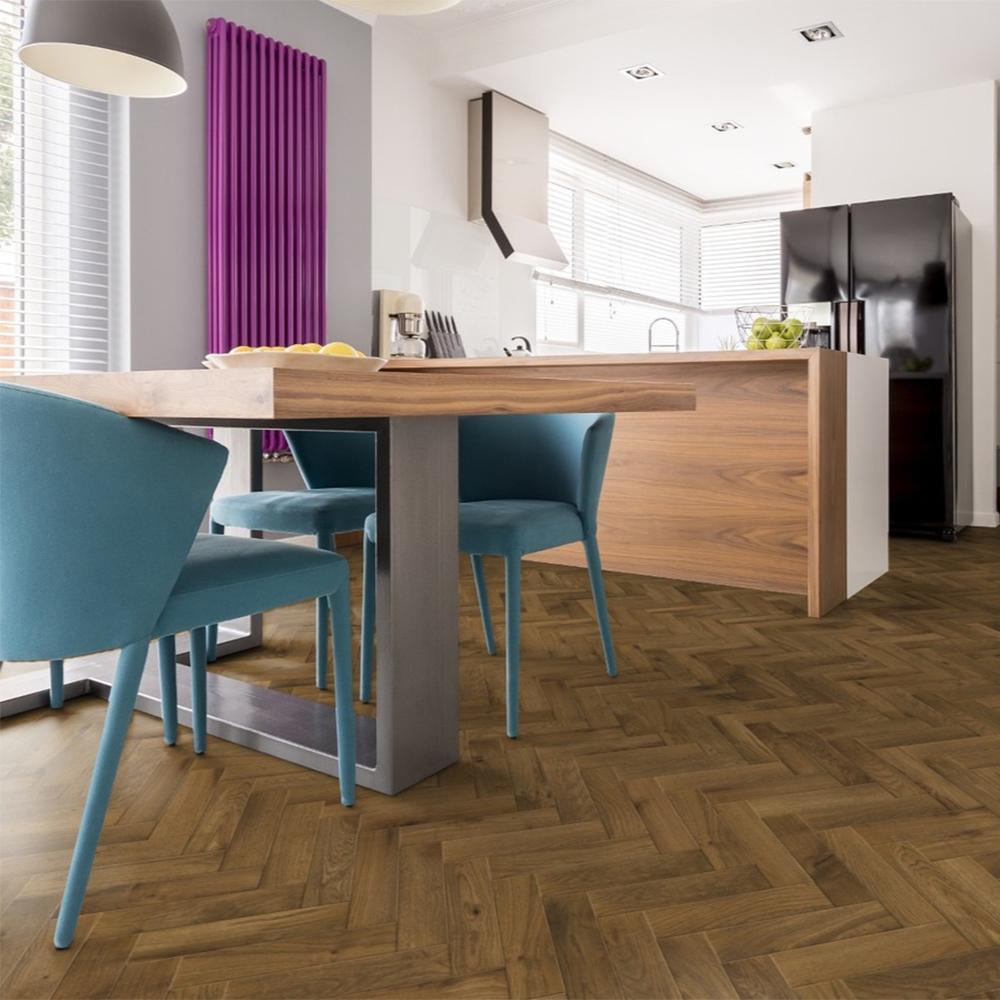 Timba Maxiply Tradeline Herringbone Engineered Smoked Oak Flooring - 90mm x 450mm
