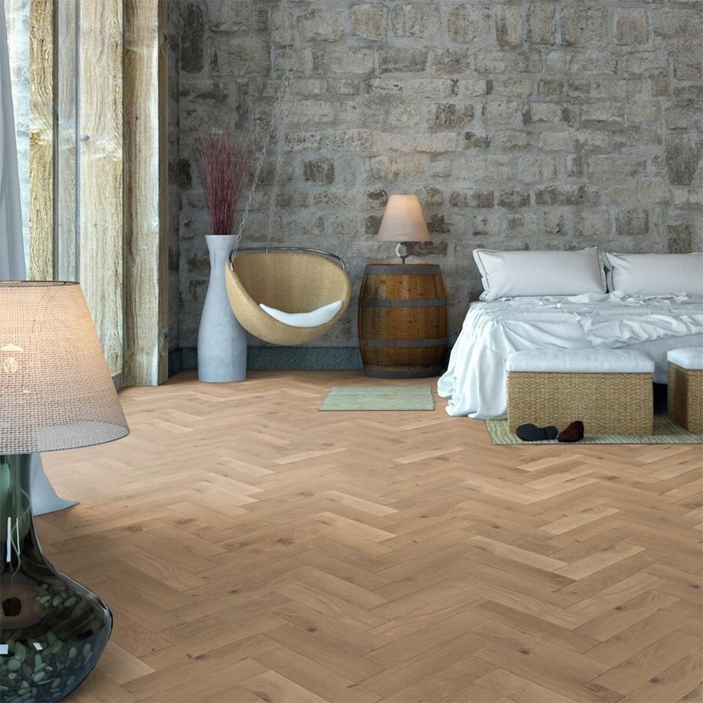 Timba Structural Herringbone Engineered Natural Oak Flooring - 120mm x 600mm