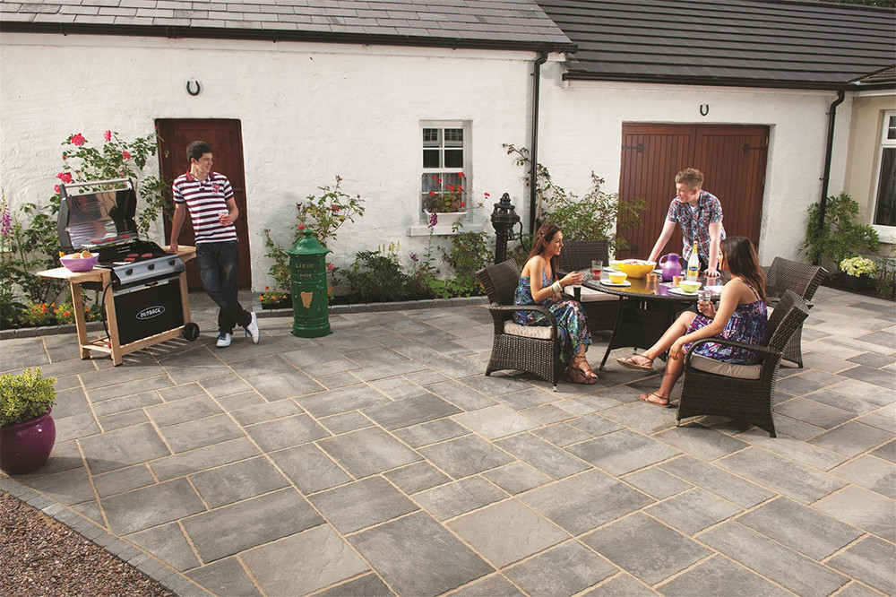 Tobermore Historic Flag Concrete Paving Slabs Slate Riven Stone Effect 5x Sizes 7.56m2 Pack