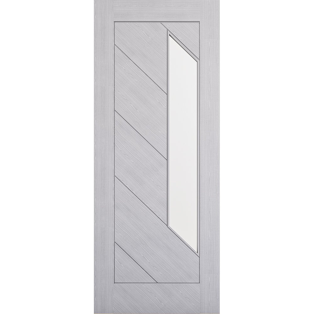 Deanta Torino Contemporary Fully Finished Light Grey Ash Clear Glazed Internal Door