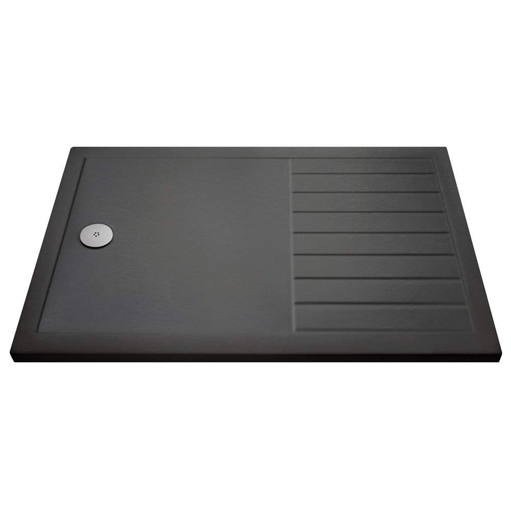 Nuie Slate Grey Pearlstone 1400Mm X 800Mm Rectangular Walk-In Shower Tray Polyurethane