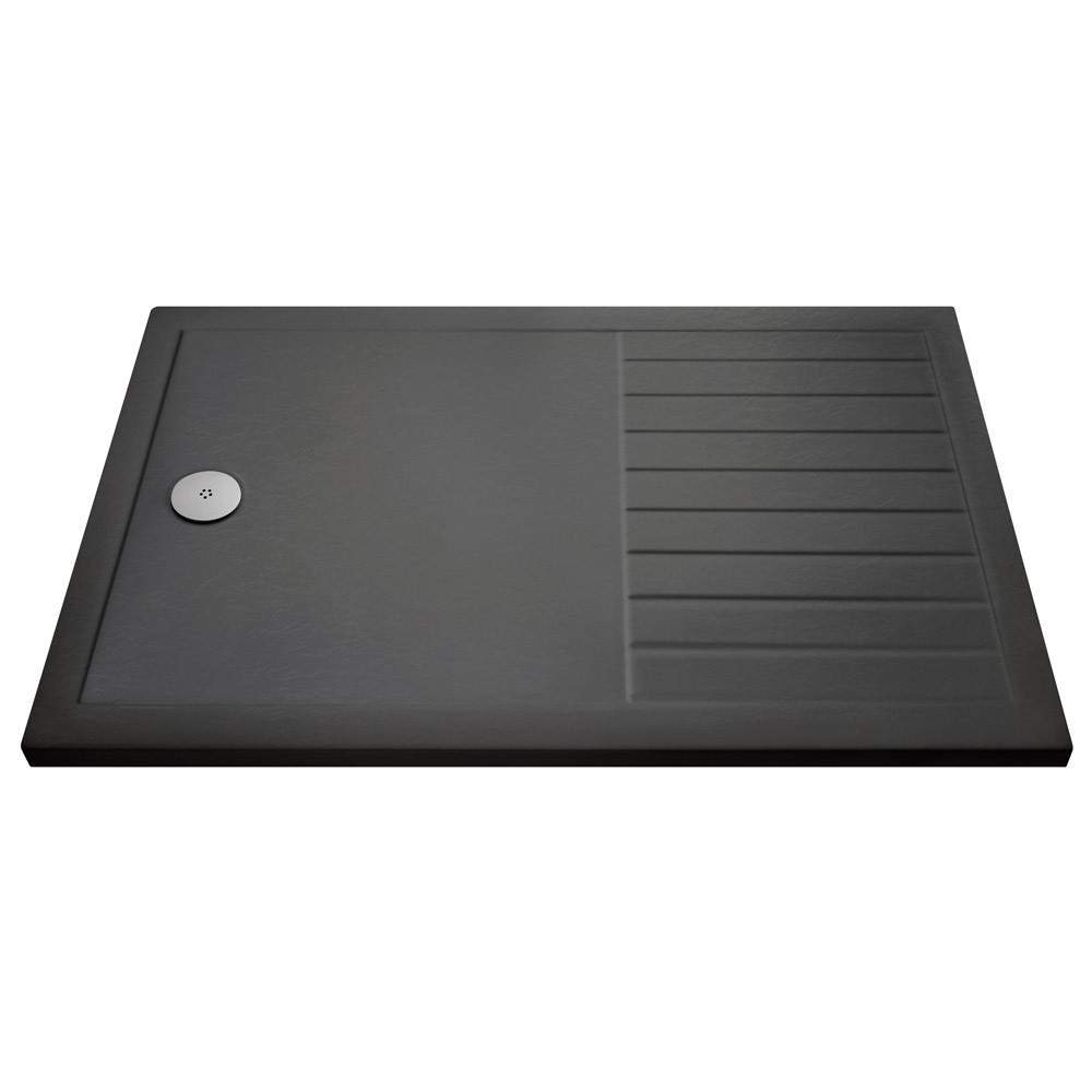 Nuie Slate Grey Pearlstone 1400Mm X 900Mm Rectangular Walk-In Shower Tray Polyurethane