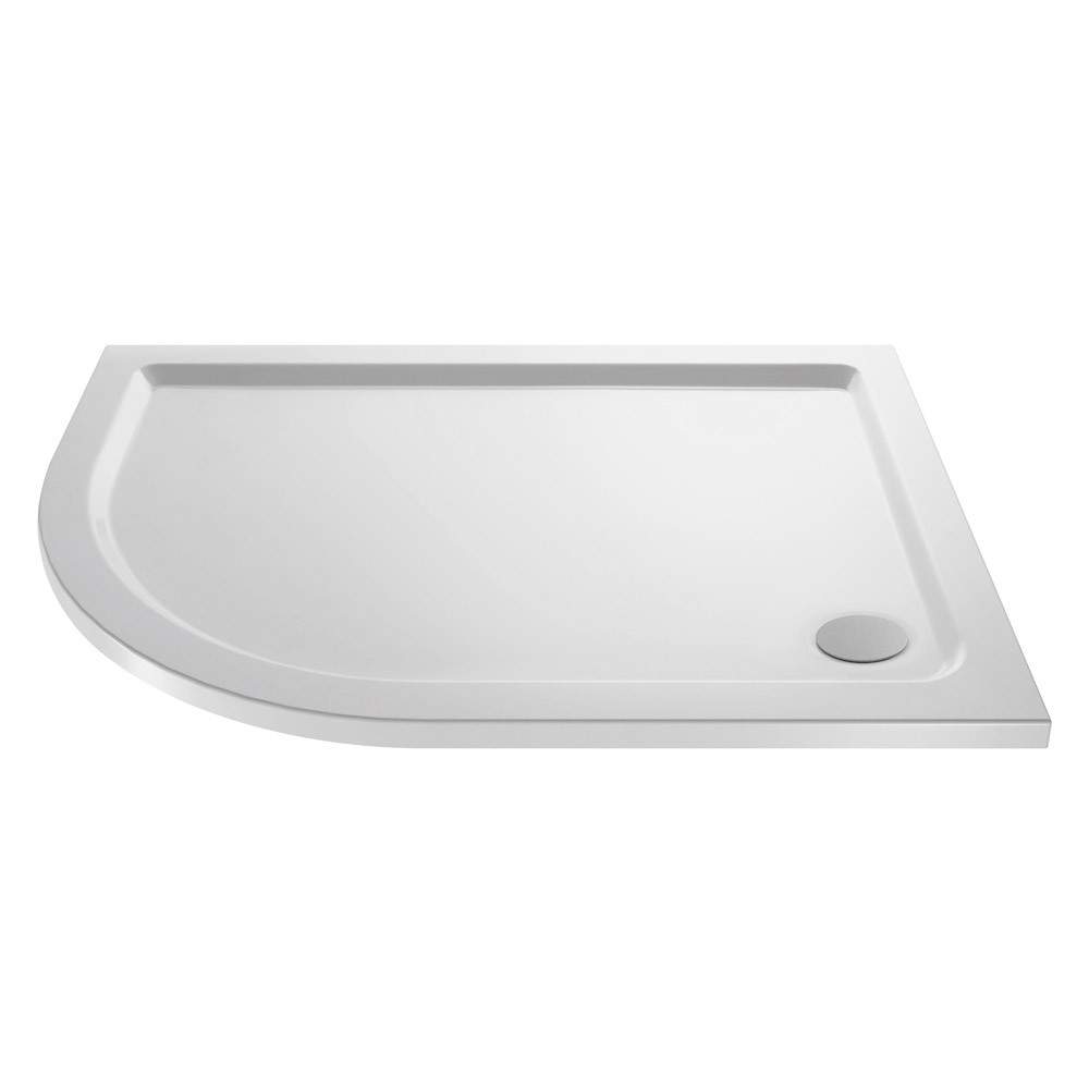 Nuie White Pearlstone 1200Mm X 800Mm Offset Quadrant Left Hand Shower Tray Polyurethane Volcanic Ash