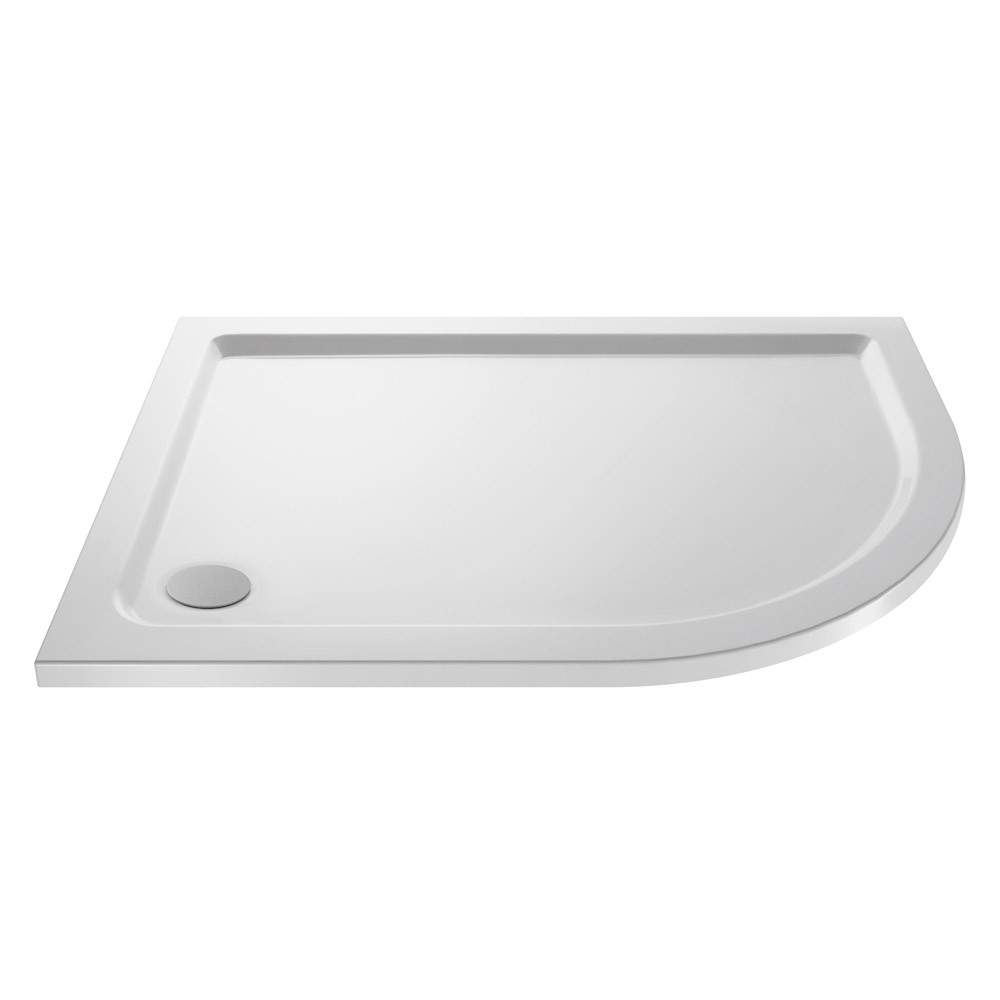 Nuie White Pearlstone 1200Mm X 800Mm Offset Quadrant Right Hand Shower Tray Polyurethane Volcanic Ash