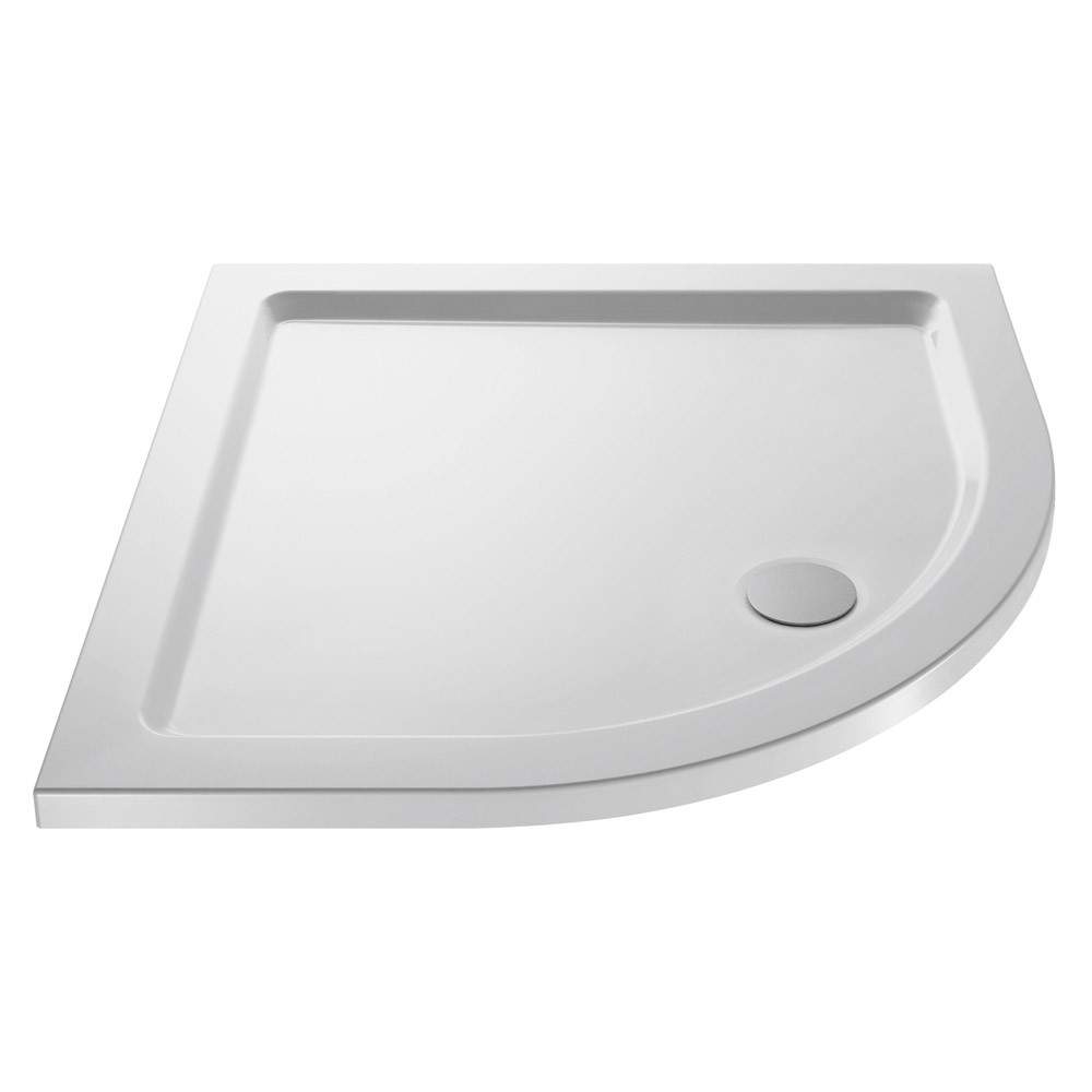 Nuie Gloss White Pearlstone 760Mm X 760Mm White Quadrant Shower Tray Polyurethane Volcanic Ash
