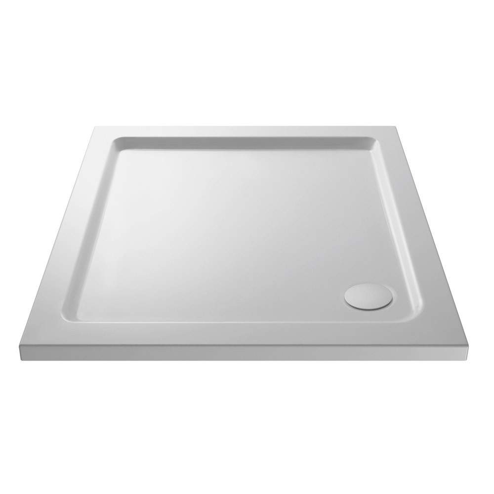 Nuie White Pearlstone 760Mm X 760Mm Square Shower Tray Polyurethane Volcanic Ash