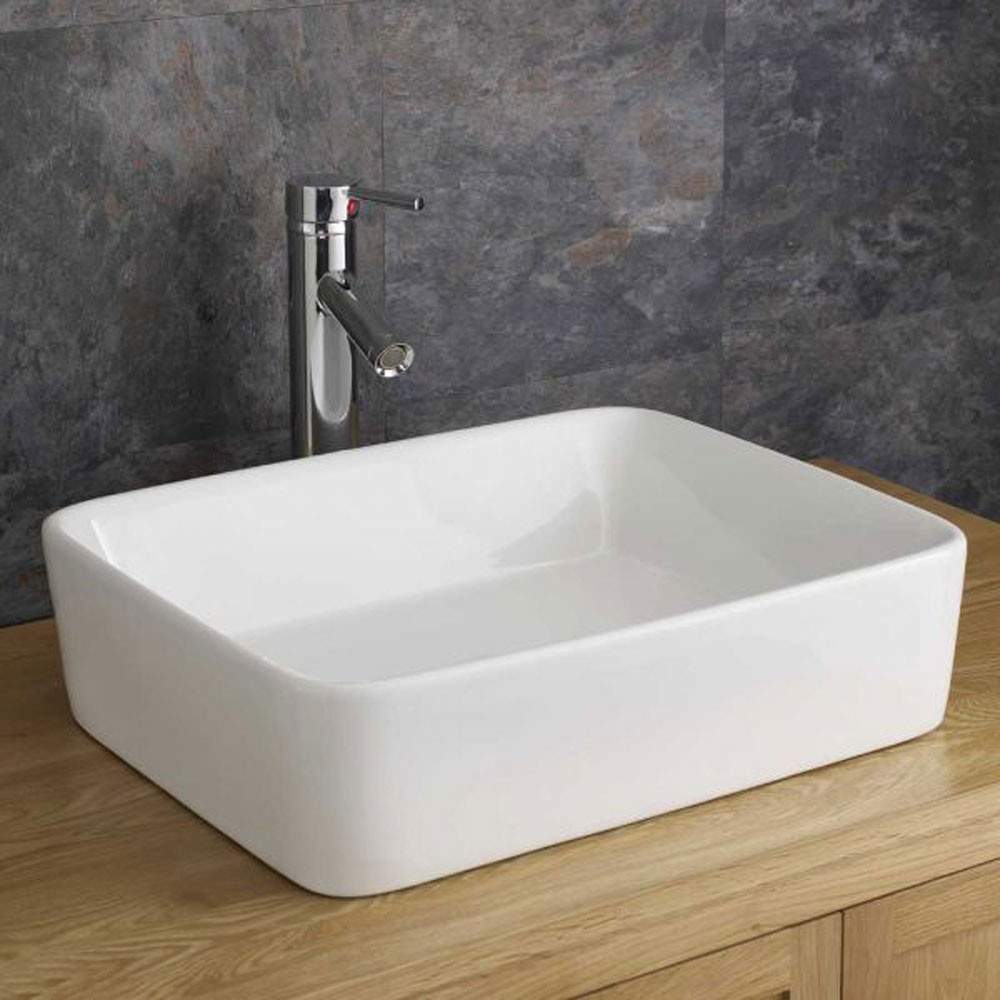 Clickbasin White Trieste 475Mm Ceramic Large Rectangular Basin