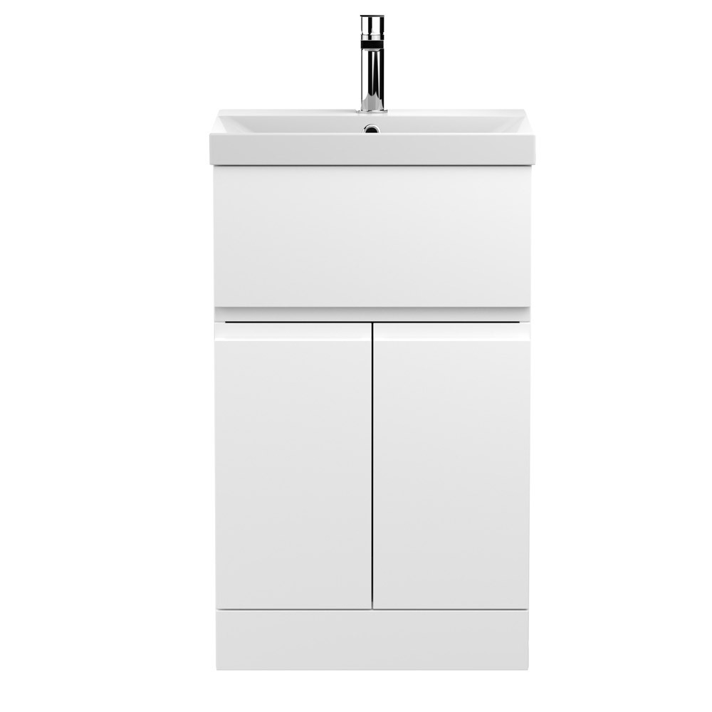 Hudson Reed Urban 2-Door/Drawer Free Standing Satin White Vanity Unit & Basin 3