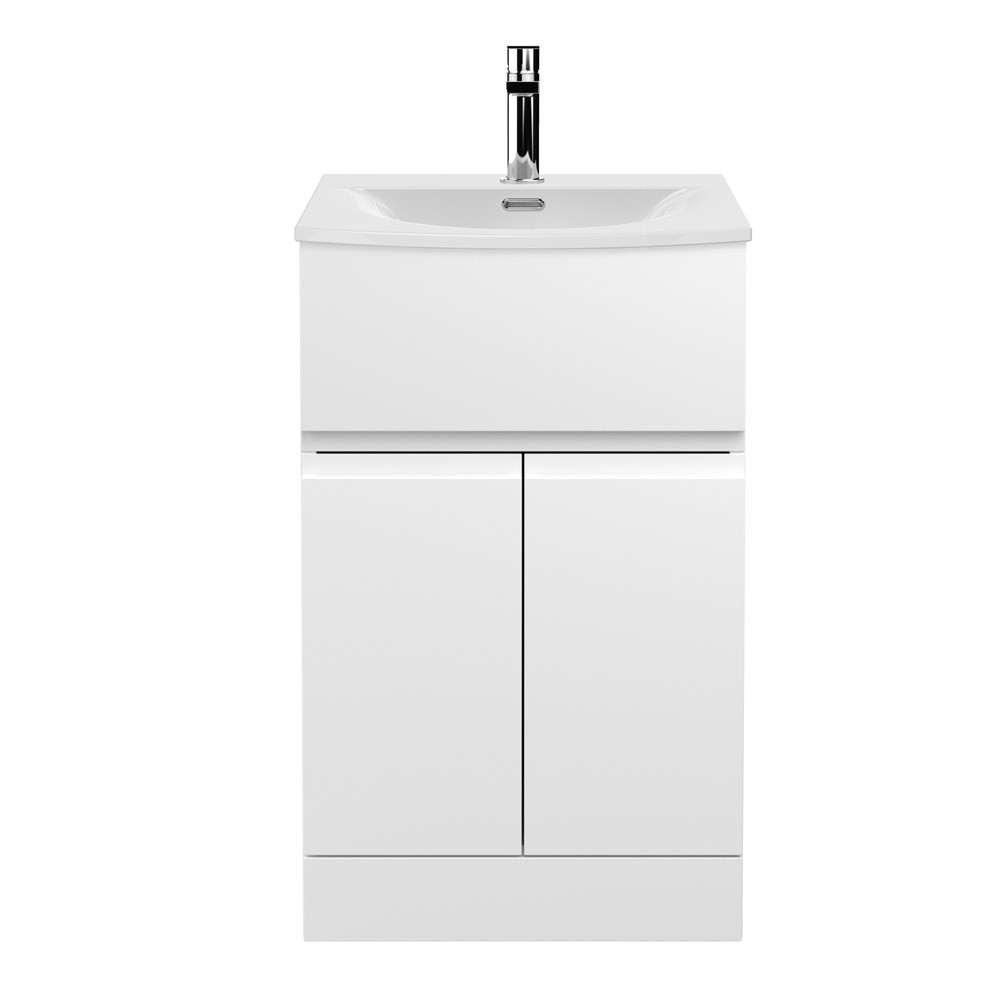 Hudson Reed Urban 2-Door/Drawer Free Standing Satin White Vanity Unit & Basin 4