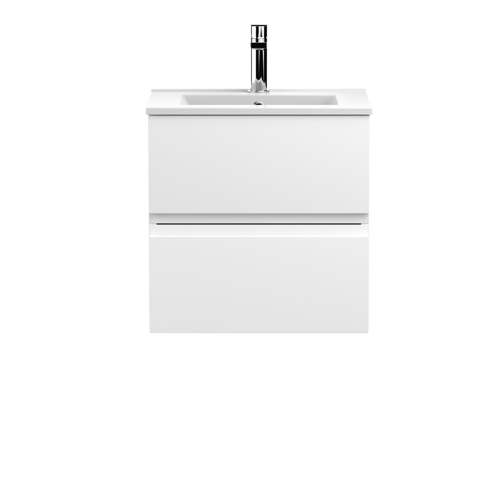 Hudson Reed Urban 2-Drawer Wall Hung Satin White Vanity Unit & Basin 2