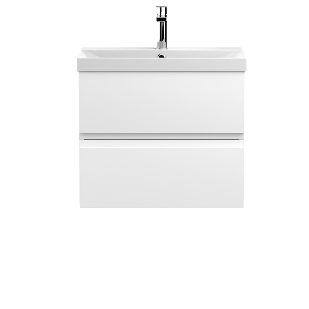 Hudson Reed Urban 2-Drawer Wall Hung Satin White Vanity Unit & Basin 3