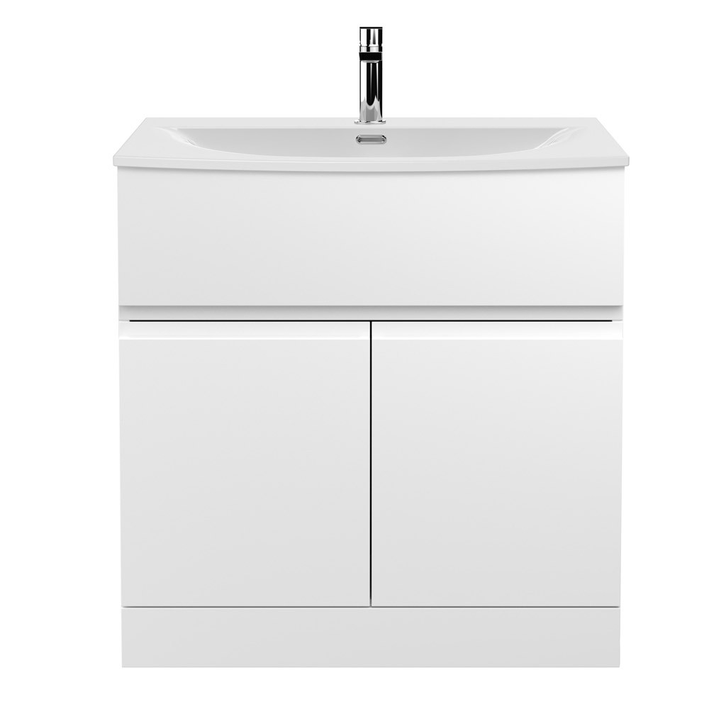 Hudson Reed Urban 800mm 2-Door/Drawer Free Standing Satin White Vanity Unit & Basin 4
