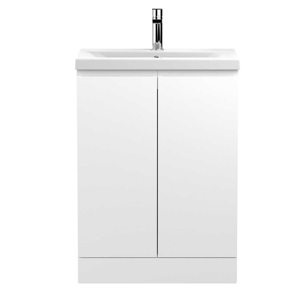 Hudson Reed Urban 2-Door Free Standing Satin White Vanity Unit & Basin 1