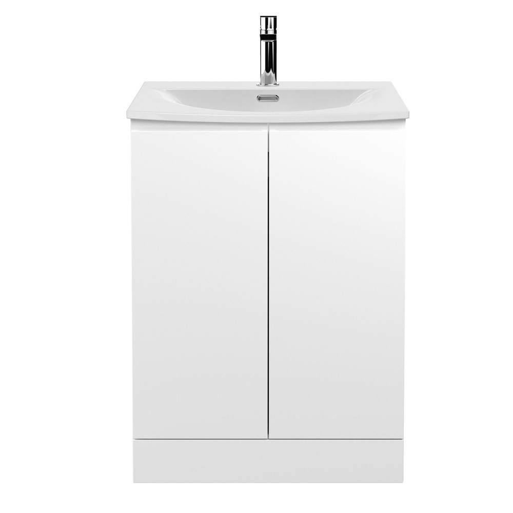 Hudson Reed Urban 2-Door Free Standing Satin White Vanity Unit & Basin 4