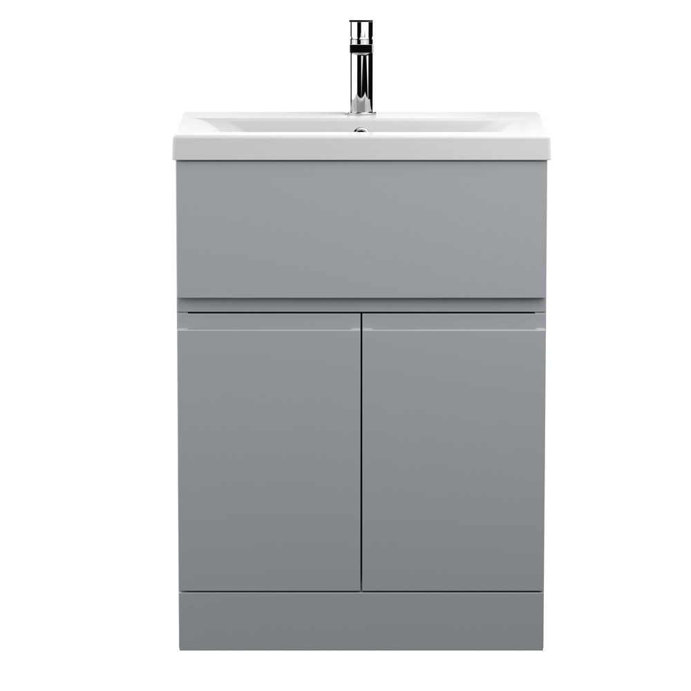Hudson Reed Urban 2-Door/Drawer Free Standing Satin Grey Vanity Unit & Basin 1