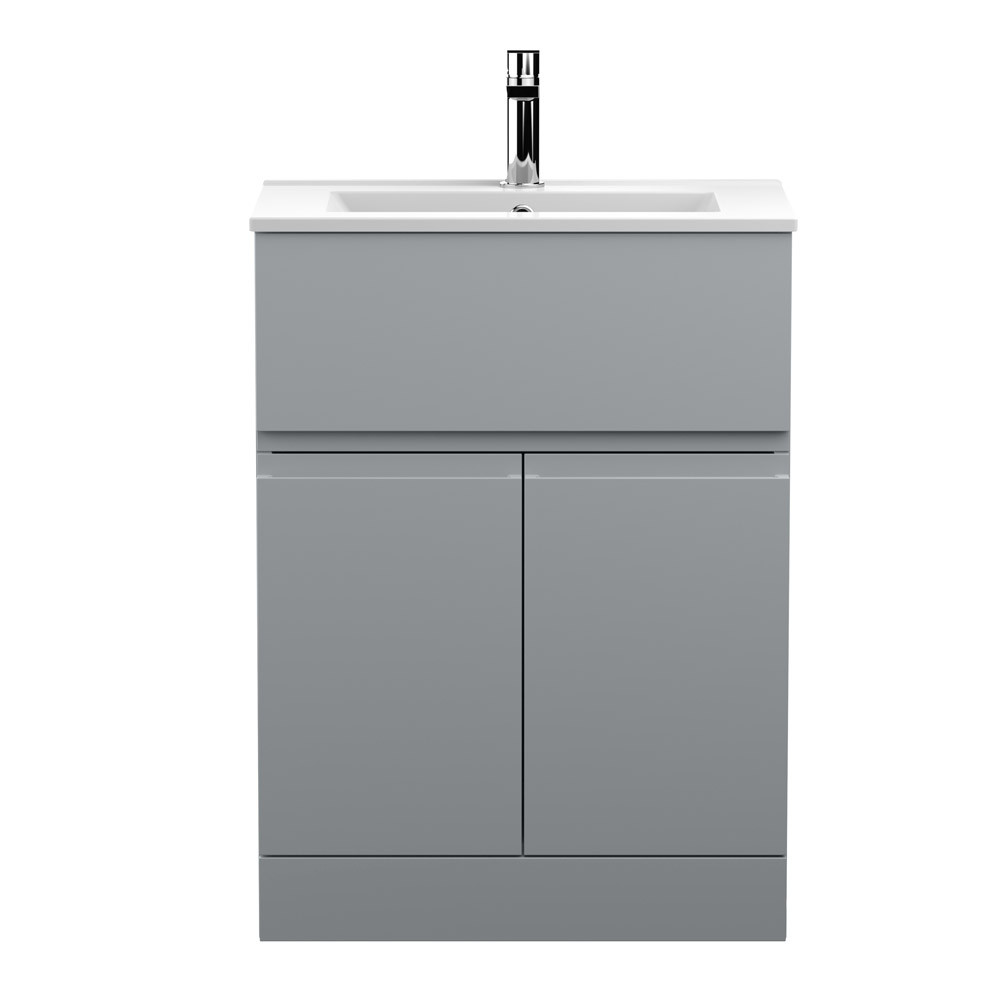 Hudson Reed Urban 2-Door/Drawer Free Standing Satin Grey Vanity Unit & Basin 2