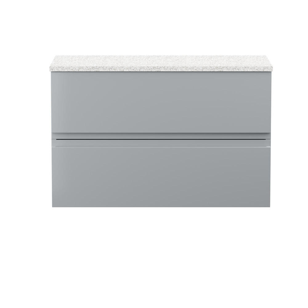 Hudson Reed Urban 800mm 2-Drawer Wall Hung Satin Grey Vanity Unit & Sparkling White Worktop