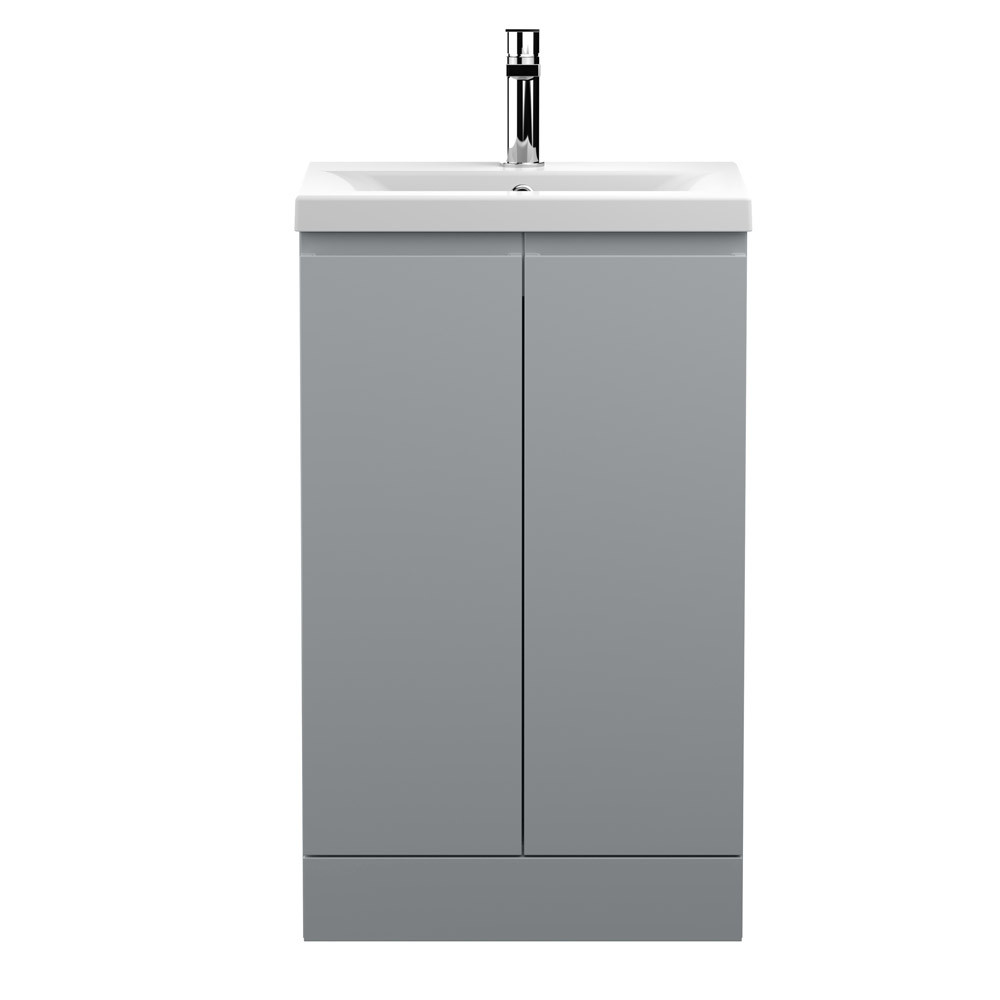 Hudson Reed Urban 2-Door Free Standing Satin Grey Vanity Unit & Basin 1